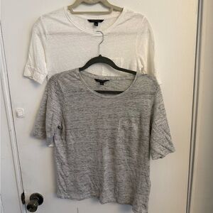 Banana Republic Heather Gray and White Tees
